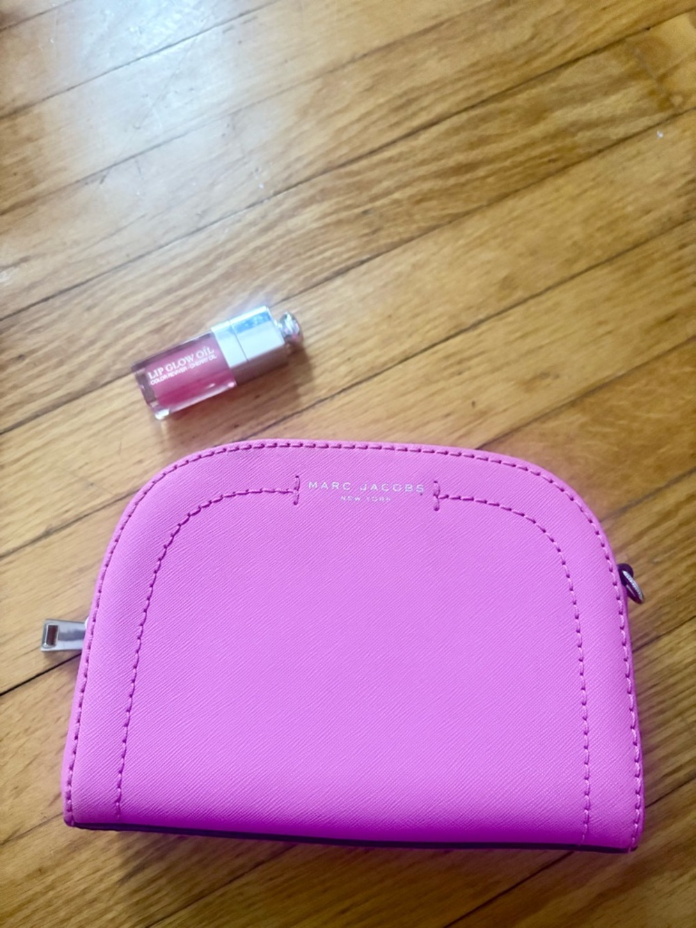 Marc Jacobs Pink Saffiano Zip Cosmetic Case